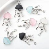 6pcs Alloy Inlay Resin Jellyfish Charm Pendant Earring Necklace DIY Accessories