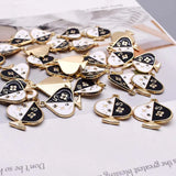 6pcs Micro-Inlay Heart Pendant Drop Poker Charms For Jewelry Making