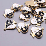 6pcs Micro-Inlay Heart Pendant Drop Poker Charms For Jewelry Making