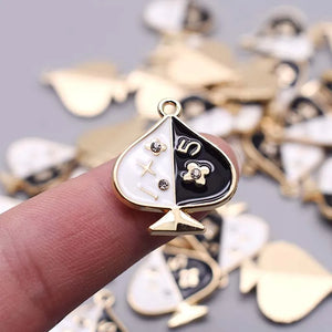 6pcs Micro-Inlay Heart Pendant Drop Poker Charms For Jewelry Making