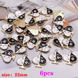 6pcs Micro-Inlay Heart Pendant Drop Poker Charms For Jewelry Making