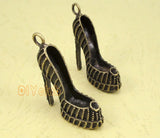 6pcs Antique Bronze 3D High Heel Shoe Charms Pendant