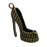 6pcs Antique Bronze 3D High Heel Shoe Charms Pendant