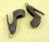 6pcs Antique Bronze 3D High Heel Shoe Charms Pendant