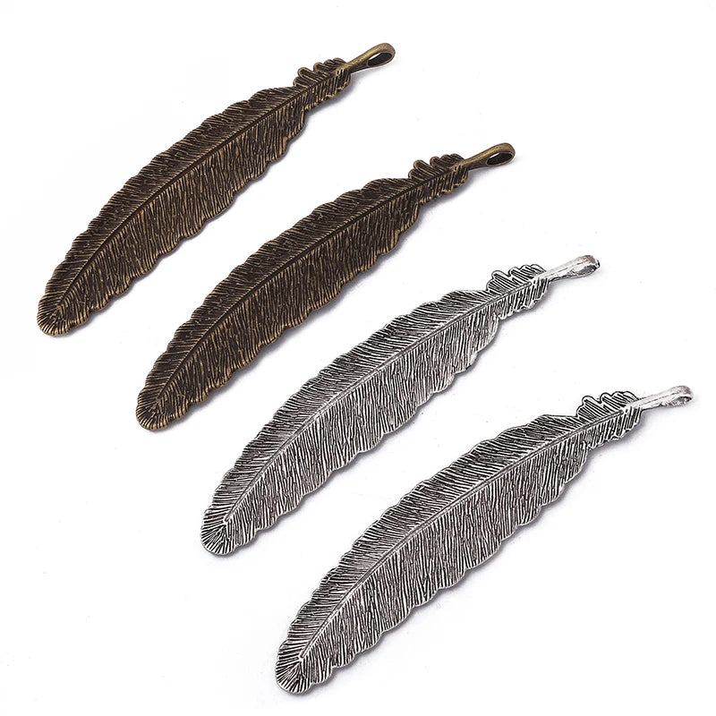 6pcs Feather Pendants for Jewelry Making DIY Necklace Accessories