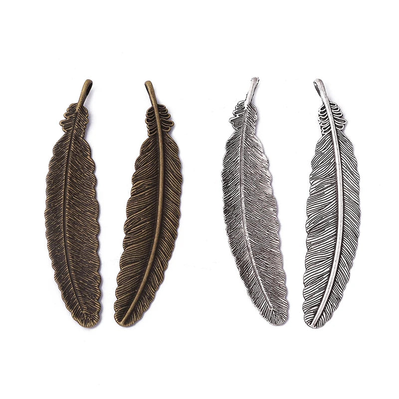 6pcs Feather Pendants for Jewelry Making DIY Necklace Accessories