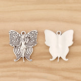 6pcs Antique Silver Goddess Butterfly Fairy Charms Pendant