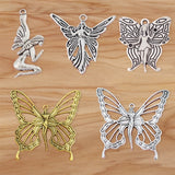6pcs Antique Silver Goddess Butterfly Fairy Charms Pendant