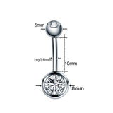 6pcs Crystal Stainless Steel Rhinestone Navel Rings Set