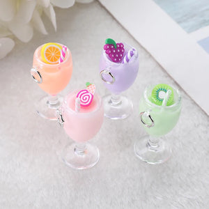 6pcs Multicolor 3D Wine Glass Charms Necklace Keychain Pendant DIY