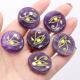 6pcs Round Amethyst Guardian God Reiki Healing Agate Gems