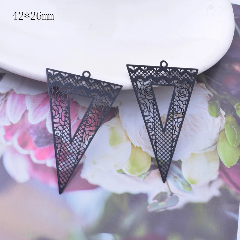 6pcs Brass Red Triangle Charms Big Pendant DIY Earring Jewelry Findings