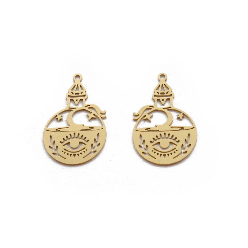6pcs Brass Eye Charms Witchcraft Celestial Pendant DIY Jewelry Making
