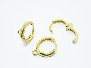 6pcs Brass Leverback Earring Clasps 14x12mm Round Raw Brass Ear Hooks with Bail