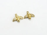 6pcs CZ Bee Charm, Dainty Earring Charm, Brass Honey Pendant