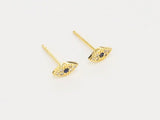 6pcs CZ Evil Eye Stud Earrings, Plated, Marquise Earring Post, GS075