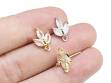 6pcs CZ Leaves Stud Earrings, Real Plated, Leaf Earrings post