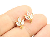 6pcs CZ Leaves Stud Earrings, Real Plated, Leaf Earrings post