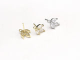 6pcs CZ Leaves Stud Earrings, Real Plated, Leaf Earrings post