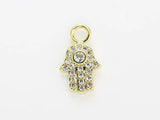 6pcs CZ Pave Hand Charm, Hamsa Hand Charms, Real Plated, Interchangeable