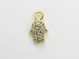 6pcs CZ Pave Hand Charm, Hamsa Hand Charms, Real Plated, Interchangeable