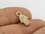 6pcs CZ Pave Hand Charm, Hamsa Hand Charms, Real Plated, Interchangeable