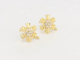 6pcs CZ Snowflake Stud Earrings, Dainty Christmas Earrings, Real 14K plated
