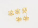 6pcs CZ Snowflake Stud Earrings, Dainty Christmas Earrings, Real 14K plated