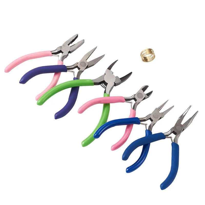 6pcs Mini Jewelry Pliers Tool Kit Set Carbon Steel Flat/Round/Bent/Side Cutting