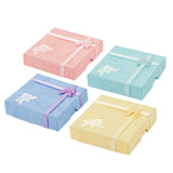 6pcs Cardboard Bracelet Boxes with Flower and Fabric, Square, Mixed-Color