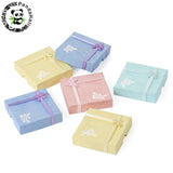 6pcs Cardboard Bracelet Boxes with Flower and Fabric, Square, Mixed-Color