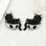 6pcs Glow In Dark Cat Charms for DIY Jewelry Making
