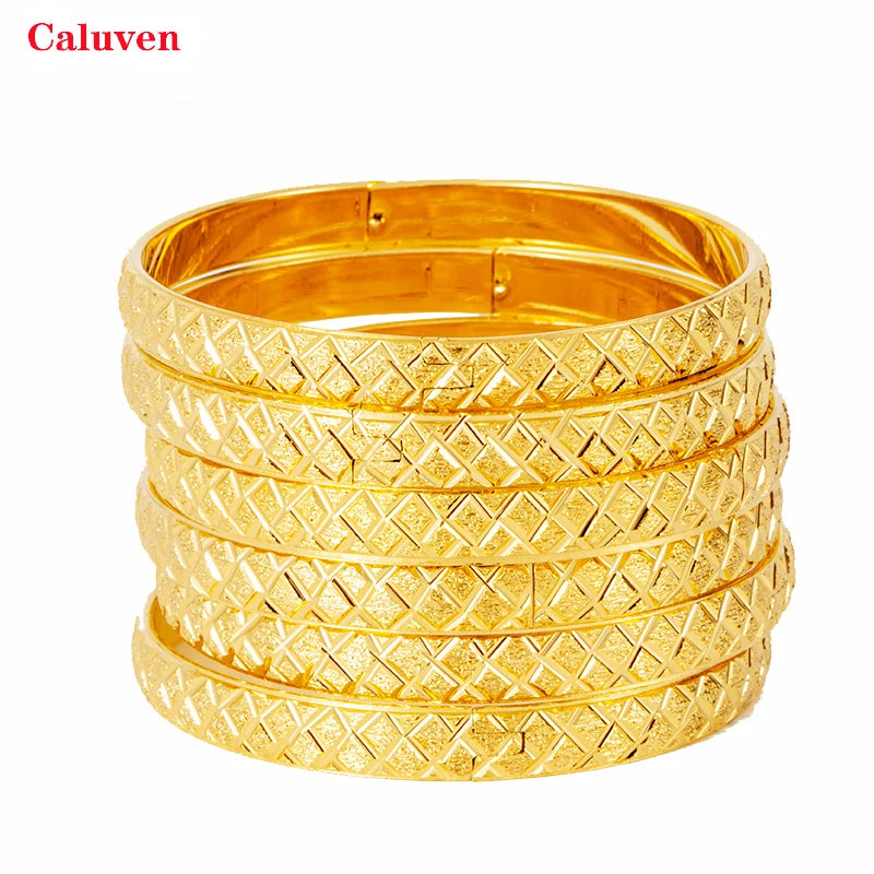 6pcs Charm Ethiopian African 24k Bracelets&Bangles Dubai Bangles for Women