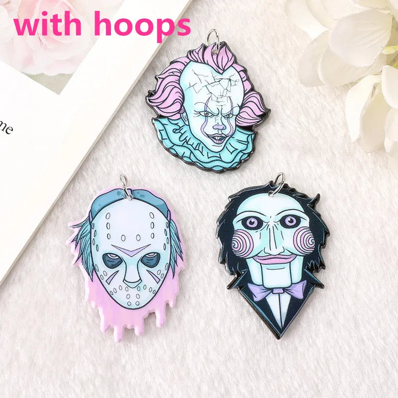 6pcs Colorful Acrylic Pendant Charms for DIY Earring Necklace