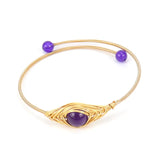 6pcs Chakras Stone Cuff Bangle Agates Bracelet Healing Crystal Beads