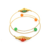 6pcs Chakras Stone Cuff Bangle Agates Bracelet Healing Crystal Beads