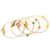 6pcs Chakras Stone Cuff Bangle Agates Bracelet Healing Crystal Beads