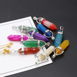 6pcs Natural Stone Pendant Charms for DIY Necklace 25x25mm