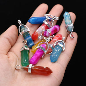 6pcs Natural Stone Pendant Charms for DIY Necklace 25x25mm