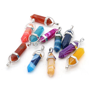 6pcs Natural Stone Pendant Charms for DIY Necklace 25x25mm