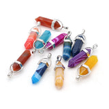 6pcs Natural Stone Pendant Charms for DIY Necklace 25x25mm
