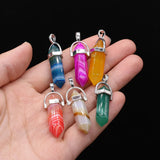 6pcs Natural Stone Pendant Charms for DIY Necklace 25x25mm