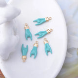 6pcs Copper Enamel Hand Charms Two-sided Dripping Pendant DIY Jewelry