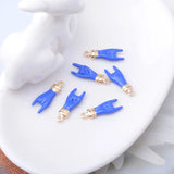 6pcs Copper Enamel Hand Charms Two-sided Dripping Pendant DIY Jewelry