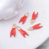 6pcs Copper Enamel Hand Charms Two-sided Dripping Pendant DIY Jewelry