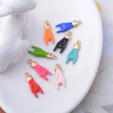 6pcs Copper Enamel Hand Charms Two-sided Dripping Pendant DIY Jewelry