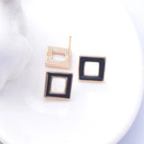 6pcs Copper Plated Enamel Square Ear Post Stud Needle Round Base Earrings