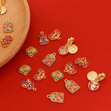 6pcs Copper Plated Chinese Style Blessing Pendant DIY Charms