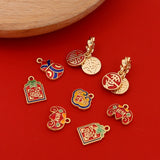 6pcs Copper Plated Chinese Style Blessing Pendant DIY Charms