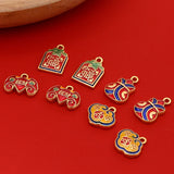 6pcs Copper Plated Chinese Style Blessing Pendant DIY Charms